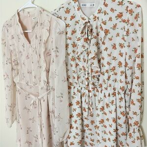 Mixxo Korean brand Long Sleeve Floral Tie-Neck Dresses Bundle
